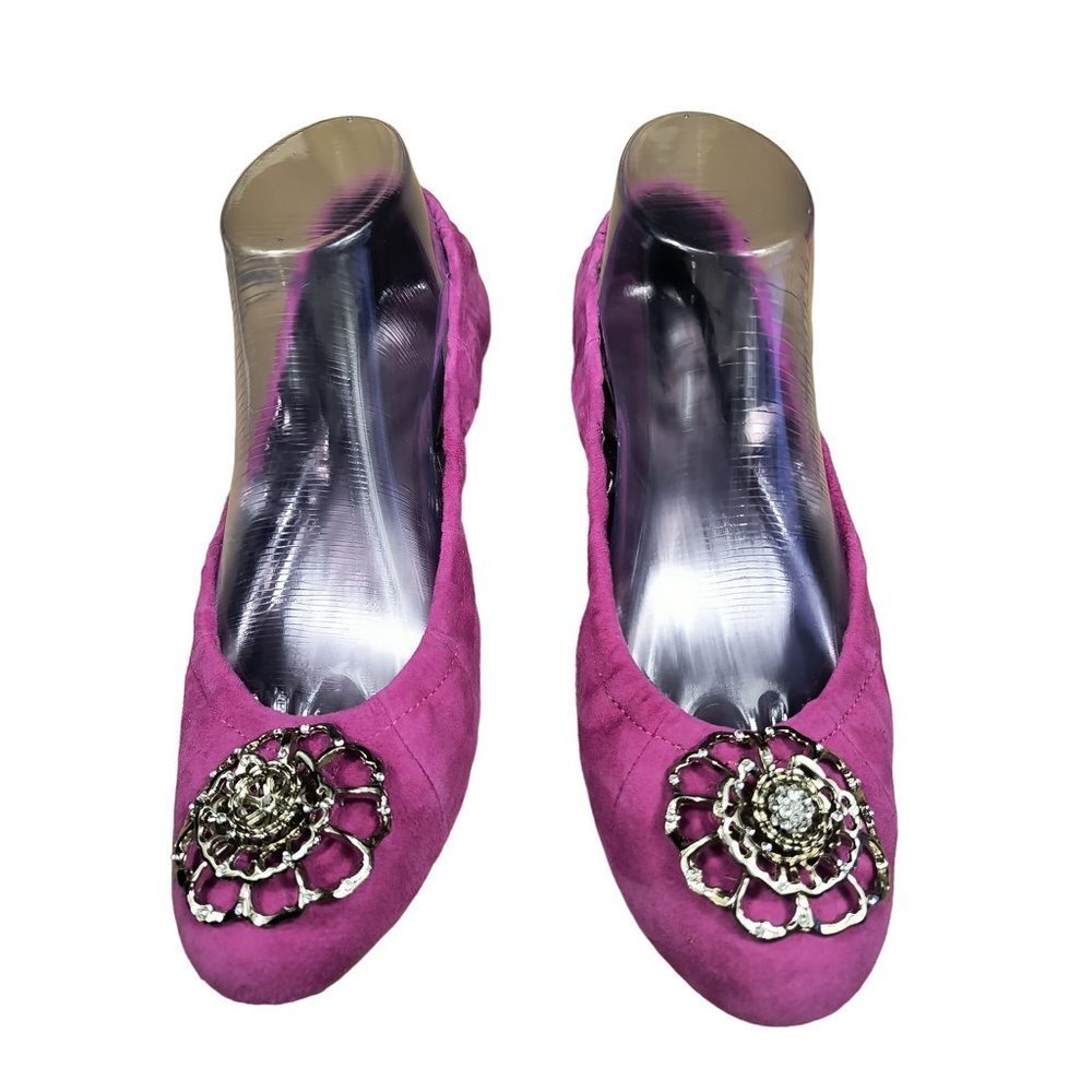 Tahari  Embellished Suede Ballet ‎ Flat Women's size 8